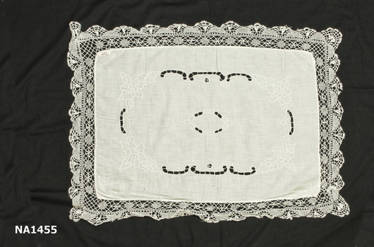  Large white cotton tray cloth. Machine made. 