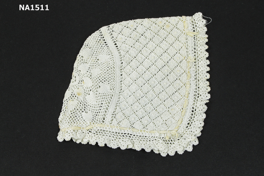 White cotton crocheted baby bonnet 