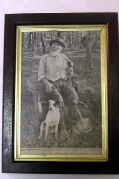 Wooden frame with gold inset. 
