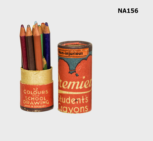 Red cylinder for crayons.  