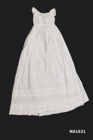 White cotton christening gown with short sleeves. 
