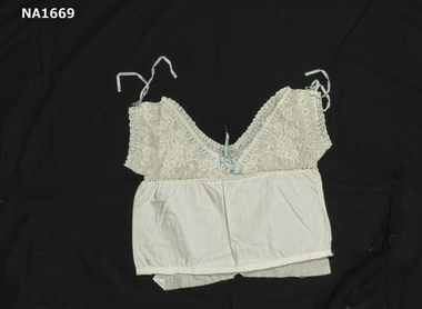 White cotton camisole with crochet top. 