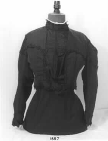c 1905 Black grossgrain jacket fitted to waist.