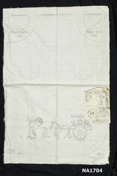 Physical description  Calico sheet with stencil for making apron.