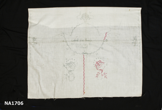 White cotton piece with stencil for Nightdress back, front and cape sleeves. 