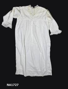 Long white cotton Nightdress with long sleeves.