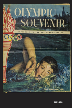Olympic Games Souvenir - supplement to Sun News - Pictorial 19 th November 1956 - Picture of swimmer on front.
