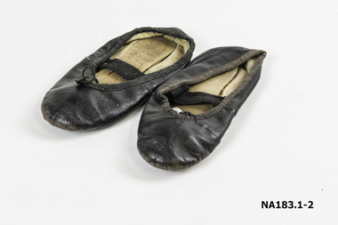 Black soft leather child's ballet shoes