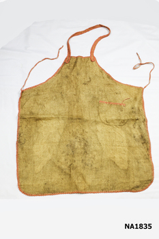 Apron made from jute bag.