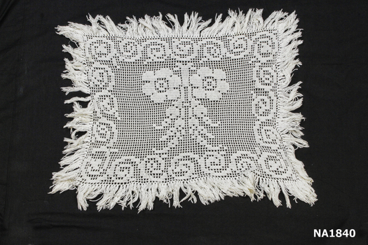 Heavy white cotton crocheted table centre