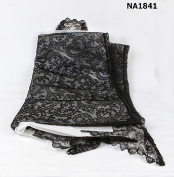 Large black triangular lace shawl 