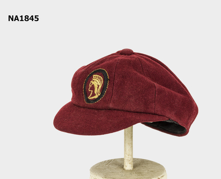 A dark red cap