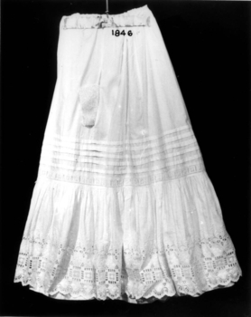 White cotton half petticoat with drawstring waist.