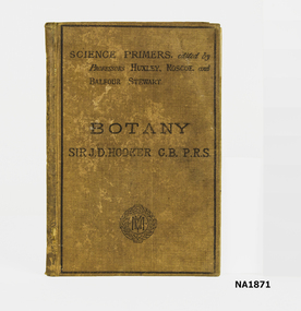 Illustratedbrown coved book on Botany.