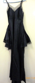 c 1930 Long black taffeta dress