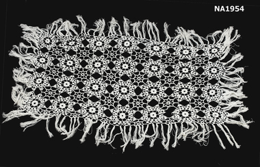 White Cotton crocheted table runner 