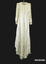 Cream satin long wedding dress with back train. (back)