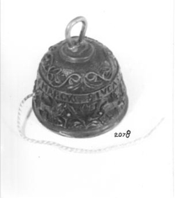 Small ornate bell shaped metal container 