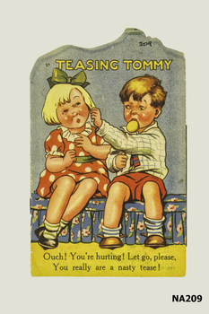 Shaped paperback book with two children on front.