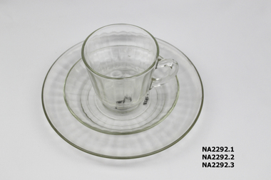 Glass cup ,saucer and plate.