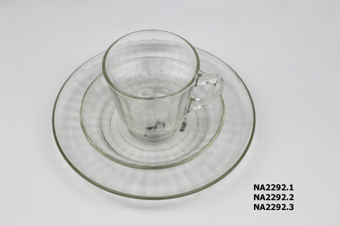 Glass cup ,saucer and plate.