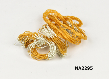 Orange and white string bag