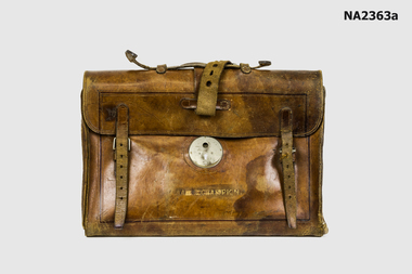 Leather satchel with three wide straps
