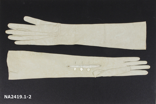 Long pale grey glove