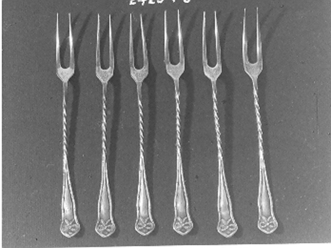 Six Silver cake forks