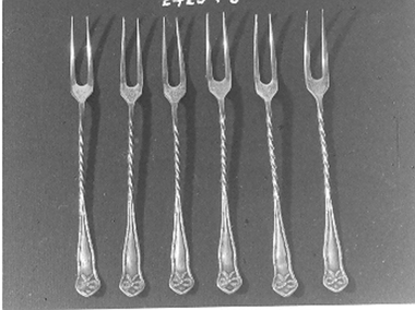 Six Silver cake forks