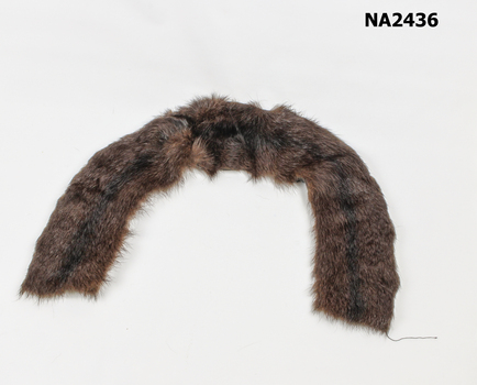 Small dark brown fur collar. 