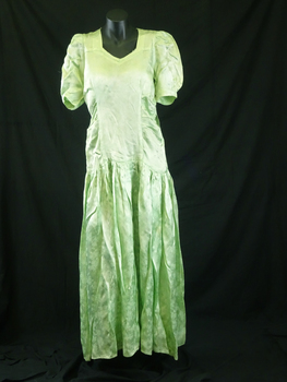 1945 Pale green satin brocade bridesmaid's frock