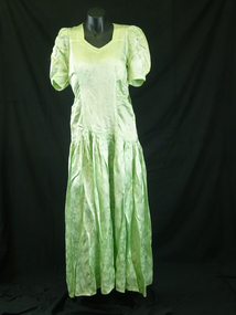 1945 Pale green satin brocade bridesmaid's frock