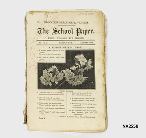 This 'book' appears to be a series of journals or magazines bound together with a home made twisted cloth spine and hand stitched.