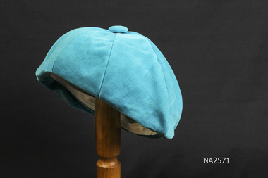 Turquoise blue velvet round hat