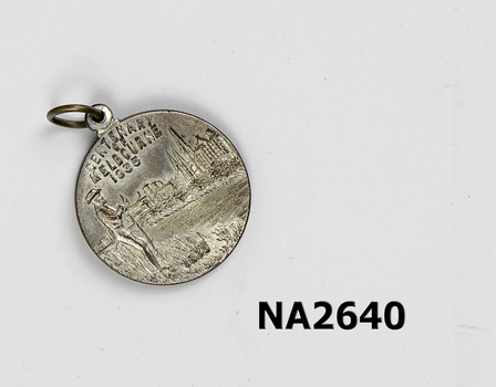Silvered medallion with relief design