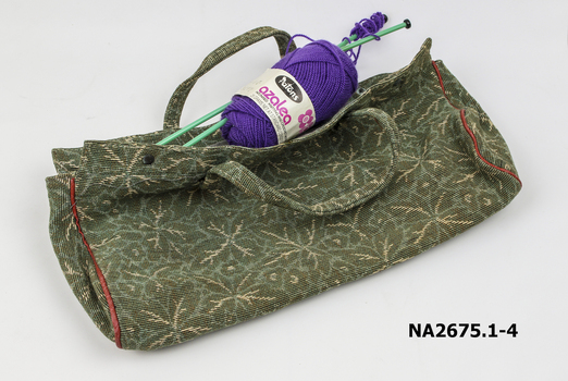 Green woven knitting bag