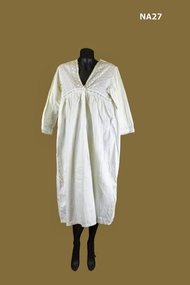 White nightdress with ribbon thread embroidery.