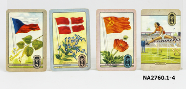  Four small full colour printed cards from the 1956 Olympics in Melbourne.