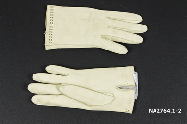 Pair of women's beige coloured 'Sueded Calfskin' gloves