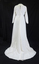 1978 White wedding dress in a fiber material with all over pattern embossed full length with train (back)