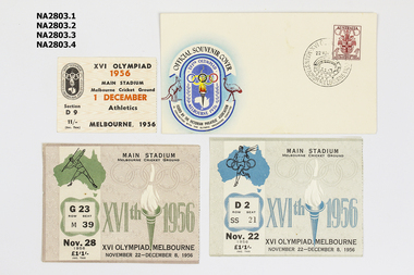 Ticket to Athletics in Main Stadium, Melbourne Cricket Ground, for 28th November, 1956. XVI Olympiad.