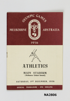 Programme for Athletics in the Main Stadium, Saturday 1 December 1956. Melbourne Olympics.
