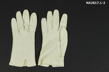 Pair of plain white doeskin gloves; 