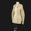 Knitted and crochet three piece costume of a jumper, jacket and skirt. Colour Old Gold.