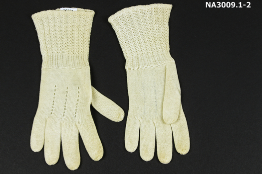 Pair knitted gloves.