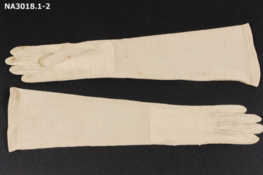 Elbow length gloves, beige/milky coffee colour,