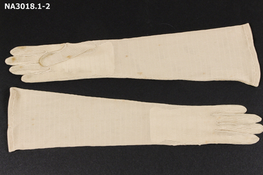 Elbow length gloves, beige/milky coffee colour,
