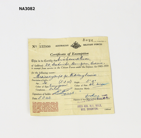 Certificate - Certificate of Exemption