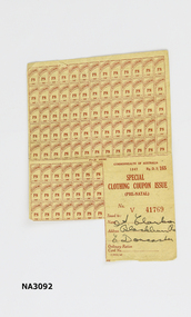 Card - Clothing Coupon Card, 1947
